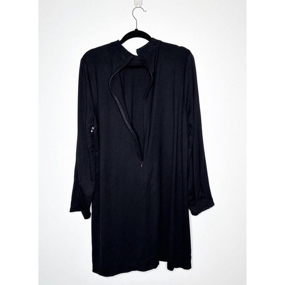 NEW Halogen Long Sleeve Shift Mini Dress Mock Neck Stretch Women's Black Size XL - Picture 5 of 7
